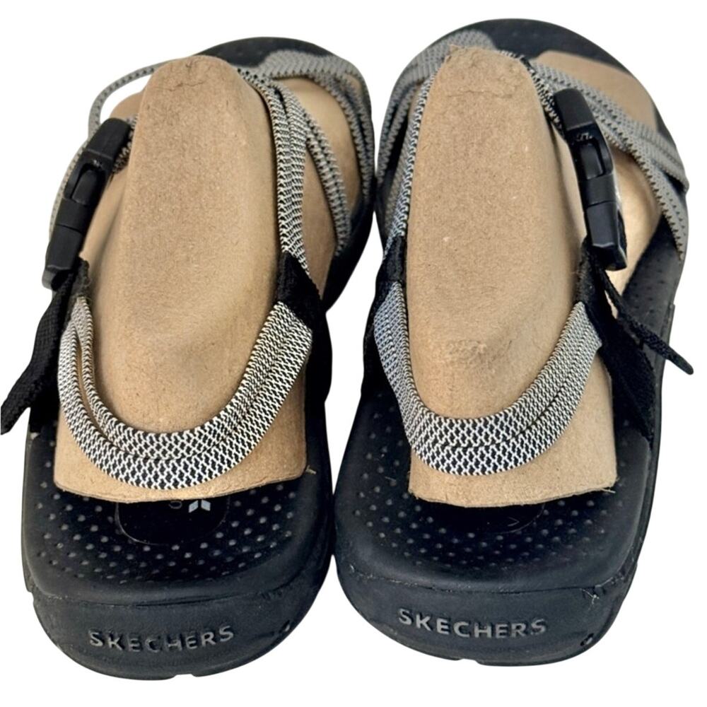 Skechers Reggae Irie Mon Outdoor Black White Strappy Sandals Trek Hiking Size 8 - Picture 6 of 9